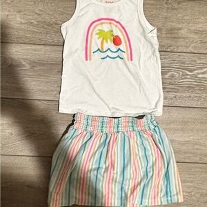 Colorful Tank Top and Striped Skirt Set